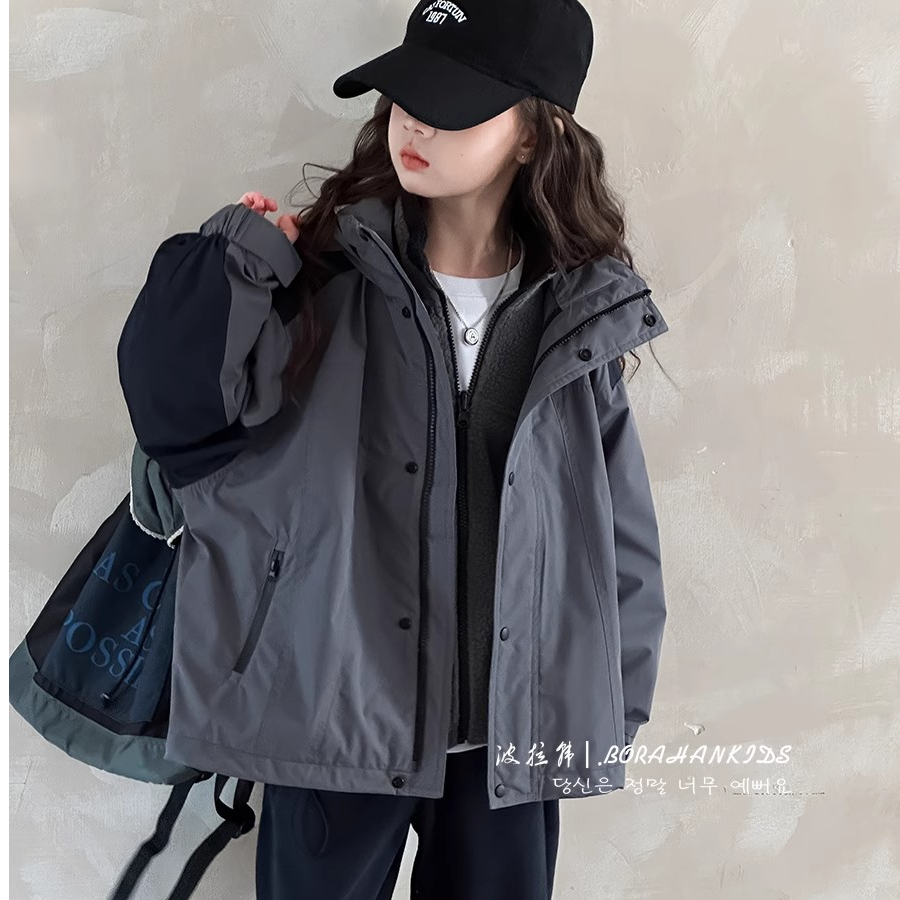  BORAHANKIDS宙斯-两色冲锋衣2025儿童三合一摇粒绒上衣两件套