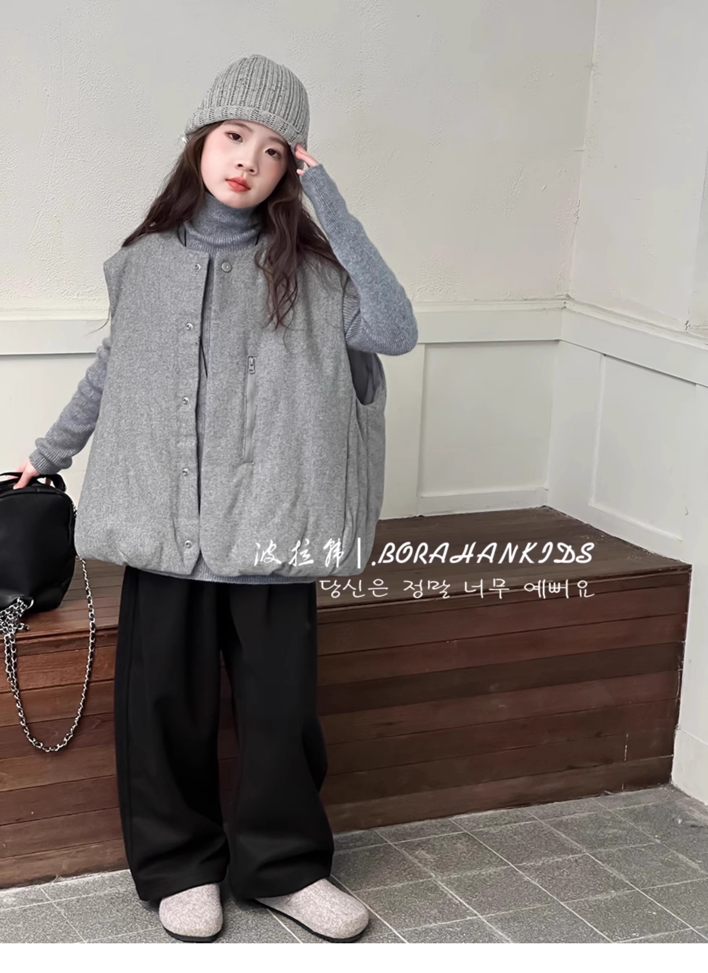 BORAHANKIDS暴富夹棉马甲+手艺人休闲裤2025冬儿童中大童马甲