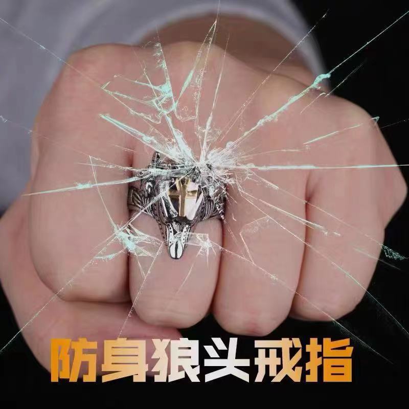死神开口戒指男女款狼头防身霸气单身指环复古百搭个性潮手饰品