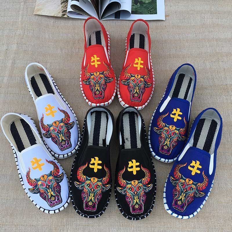 社会豆豆鞋学生西山休闲鞋潮老北京布鞋刺绣花中国风民族风男百搭