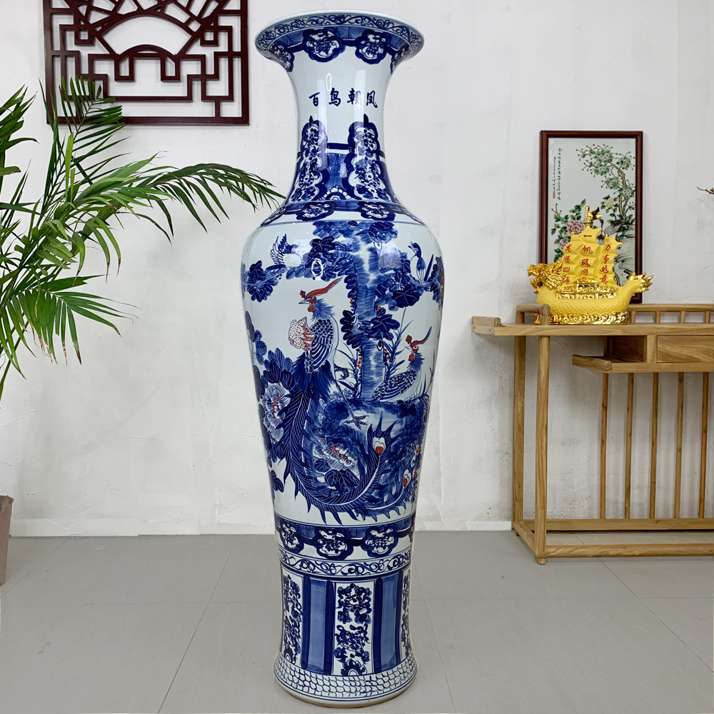 景德镇陶瓷花瓶落地大摆件装饰陶瓷大花瓶手工手绘花开富贵等