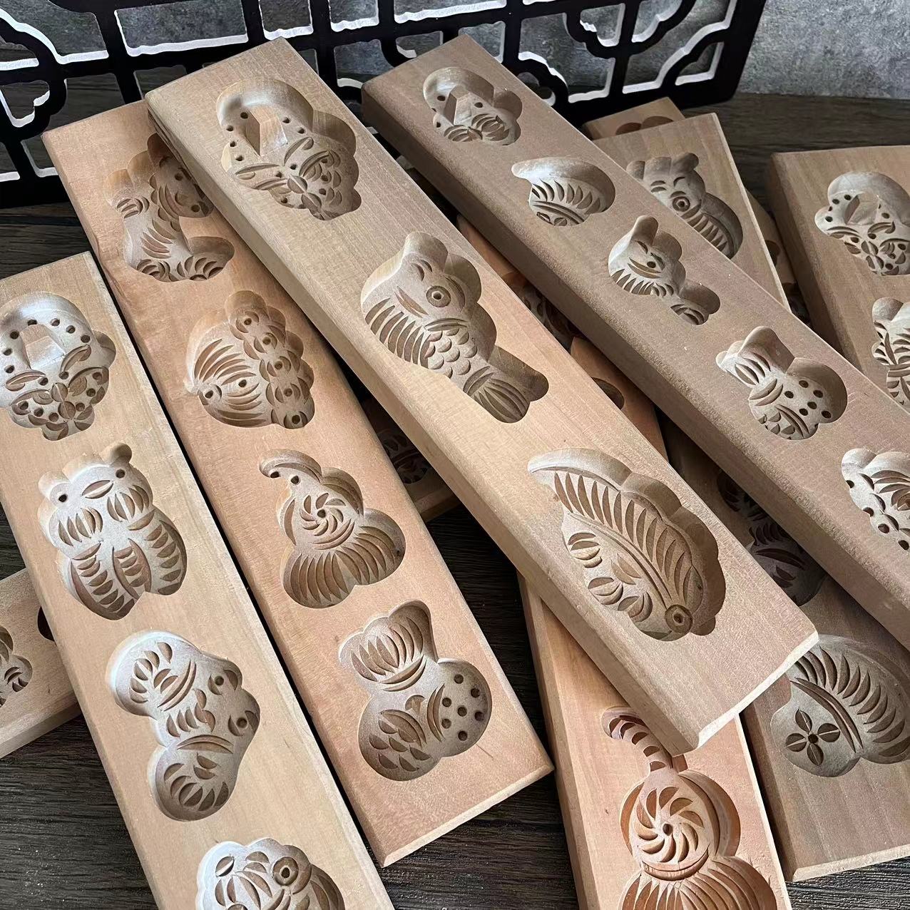 手工雕刻七夕节传统饽花卡子 儿童卡通模子diy 解姐面食巧果模具