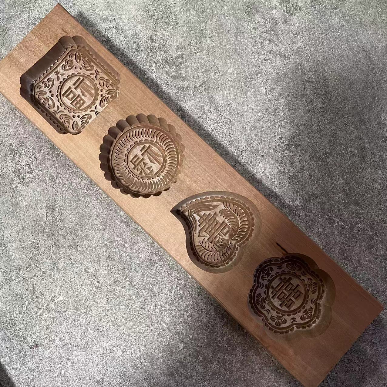 梨木手工雕刻多图案馒头月饼 传统福禄寿喜面食榼子 解姐面食模具