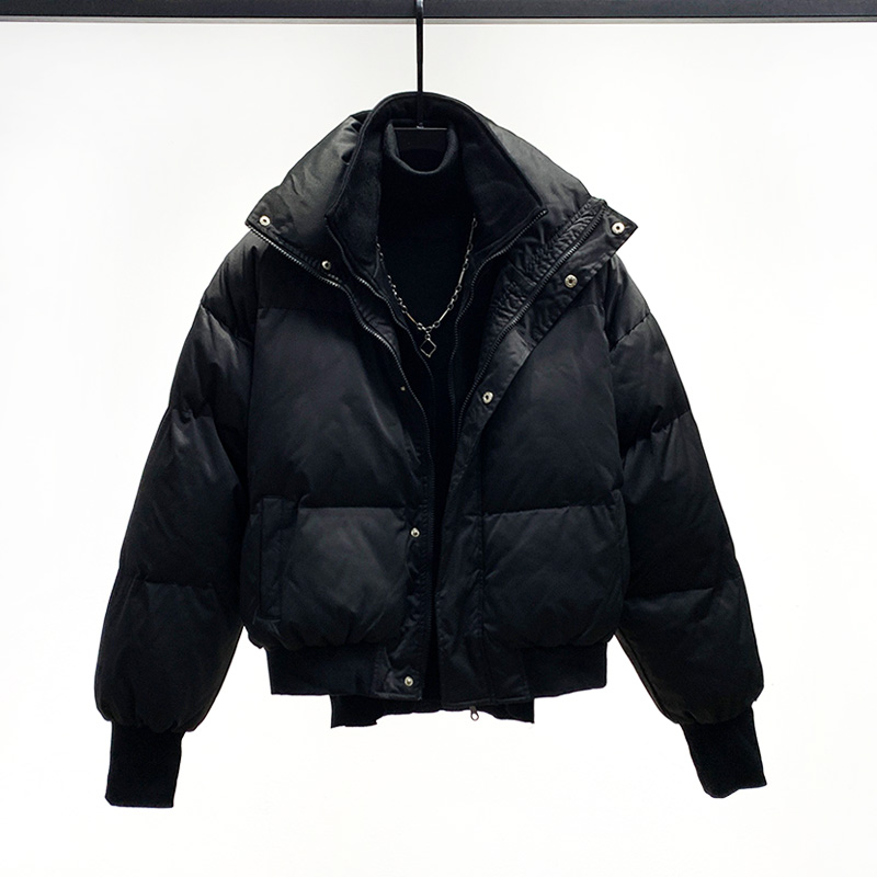 2023冬季假两件加厚面包服男装立领铺棉外套新款宽松棉衣外套时ED