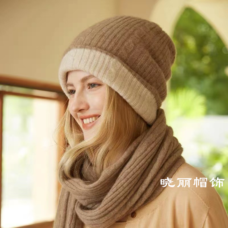 晓丽家 男女通用纯羊毛双面戴时尚百搭超柔软保暖帽堆堆帽针织帽