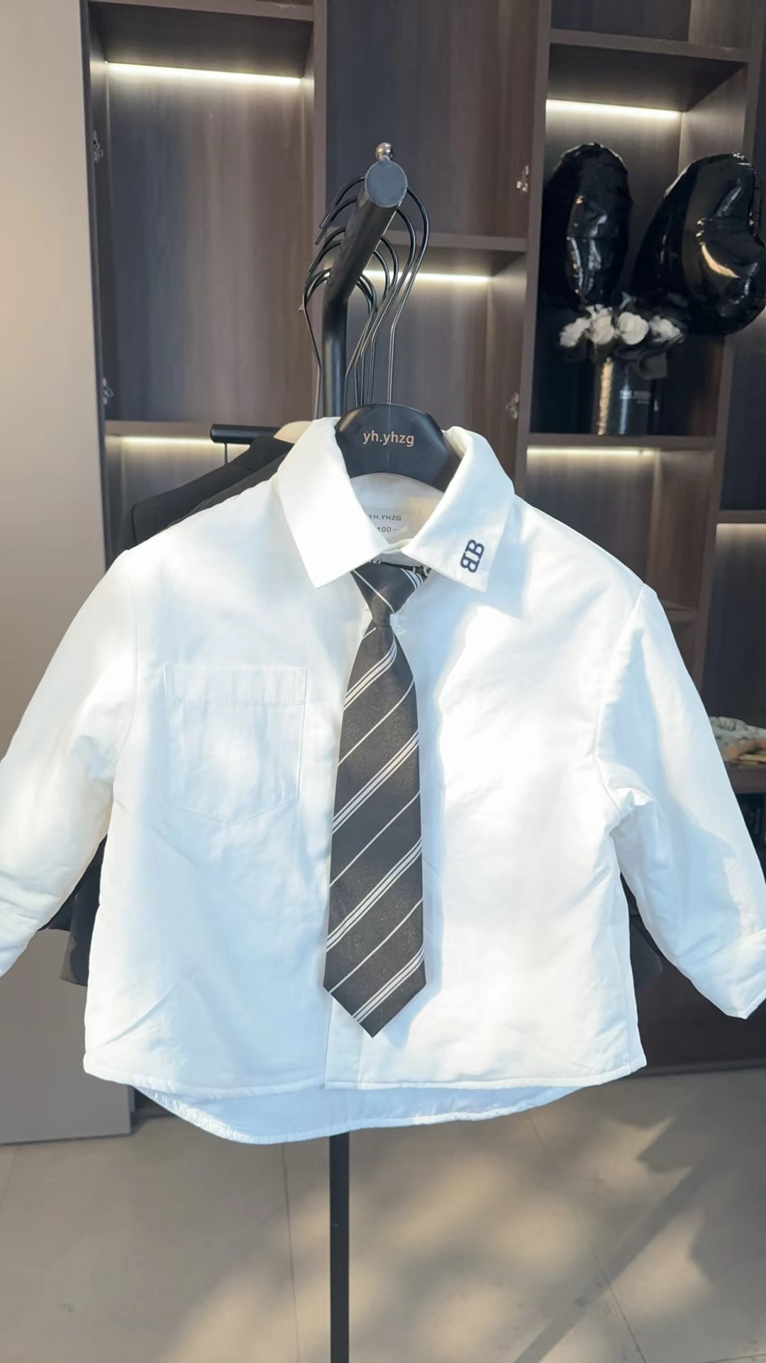 2025儿童加棉加厚白衬衫冬季新款翻领纯色打底衫设计师系列10801