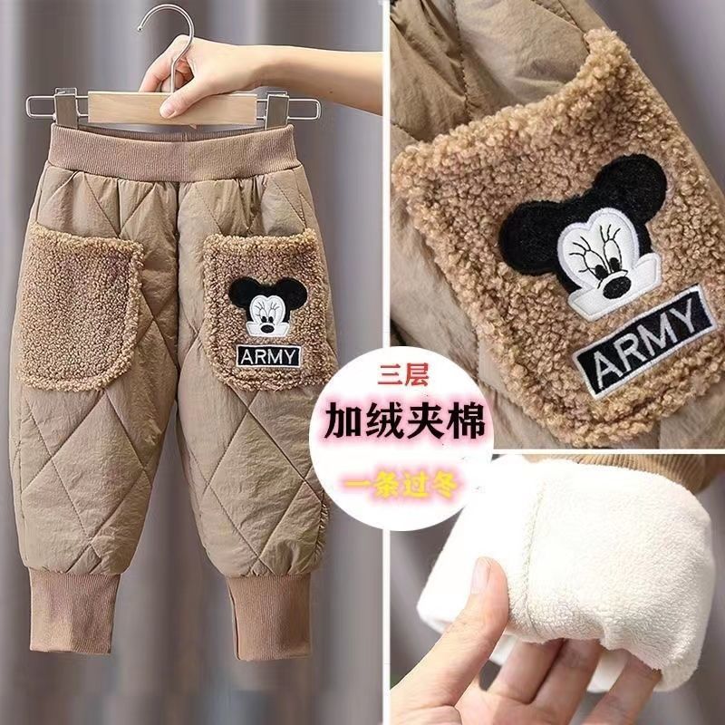 男女童长裤子加绒加厚冬季装男宝宝冬季保暖棉裤中小童休闲束脚裤