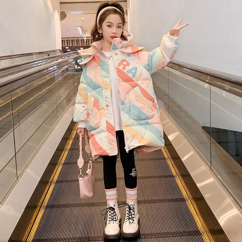 波司澄女童棉服洋气儿童冬装2023年新款小女孩中长款洋气羽绒衣