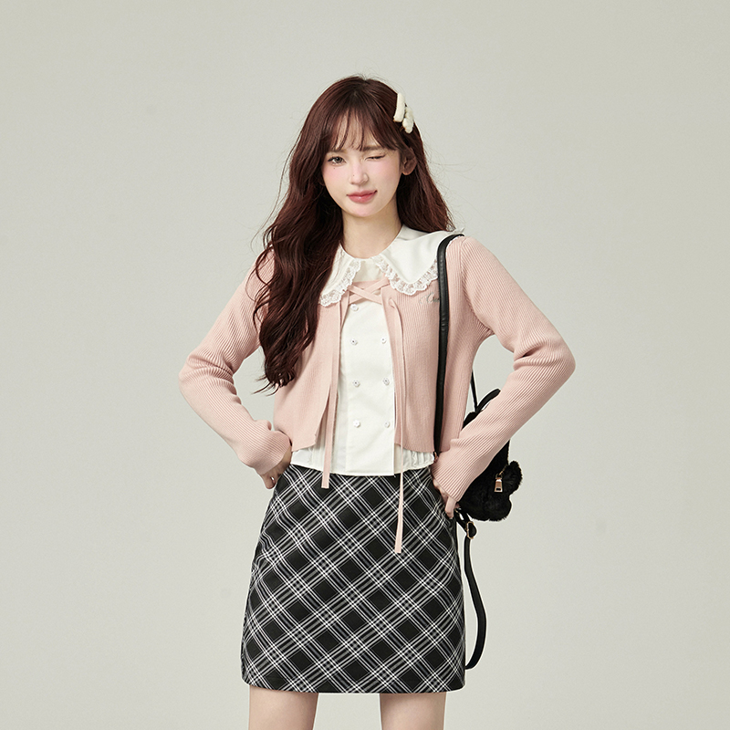 清033花铃太太开衫薄女针织春季上衣外套甜美学院风宽松粉色