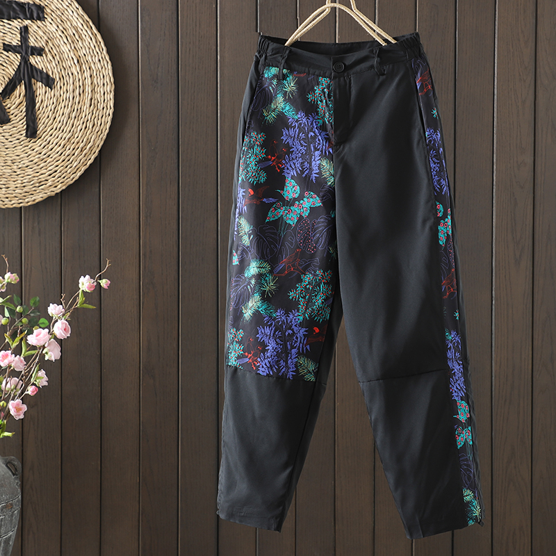 加绒加厚夹棉印花哈伦裤女冬季外穿大码东北零下20度防寒保暖棉裤