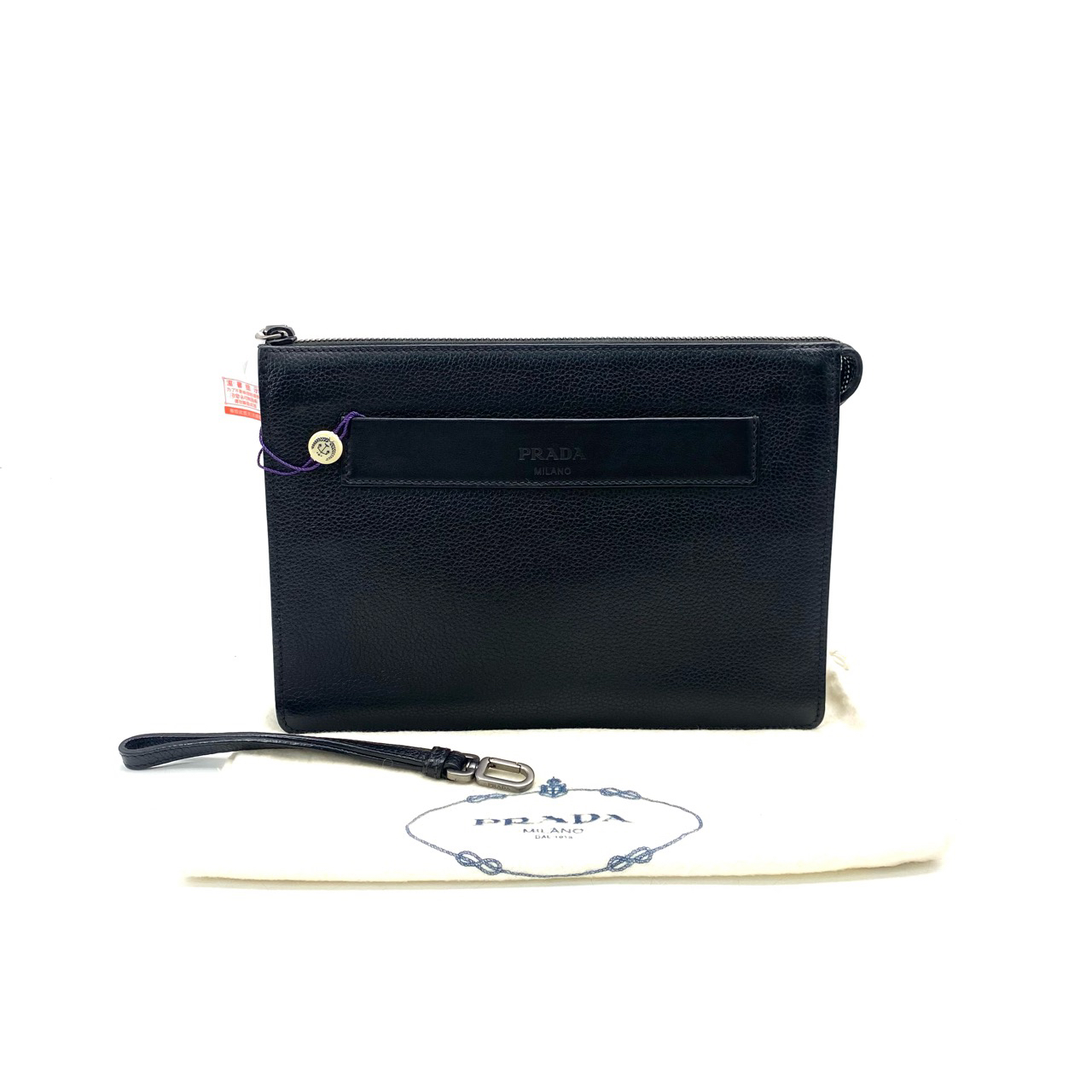 95新 Prada/普拉达 98新 黑色全皮手拿包 尺寸26/18经典休闲时尚