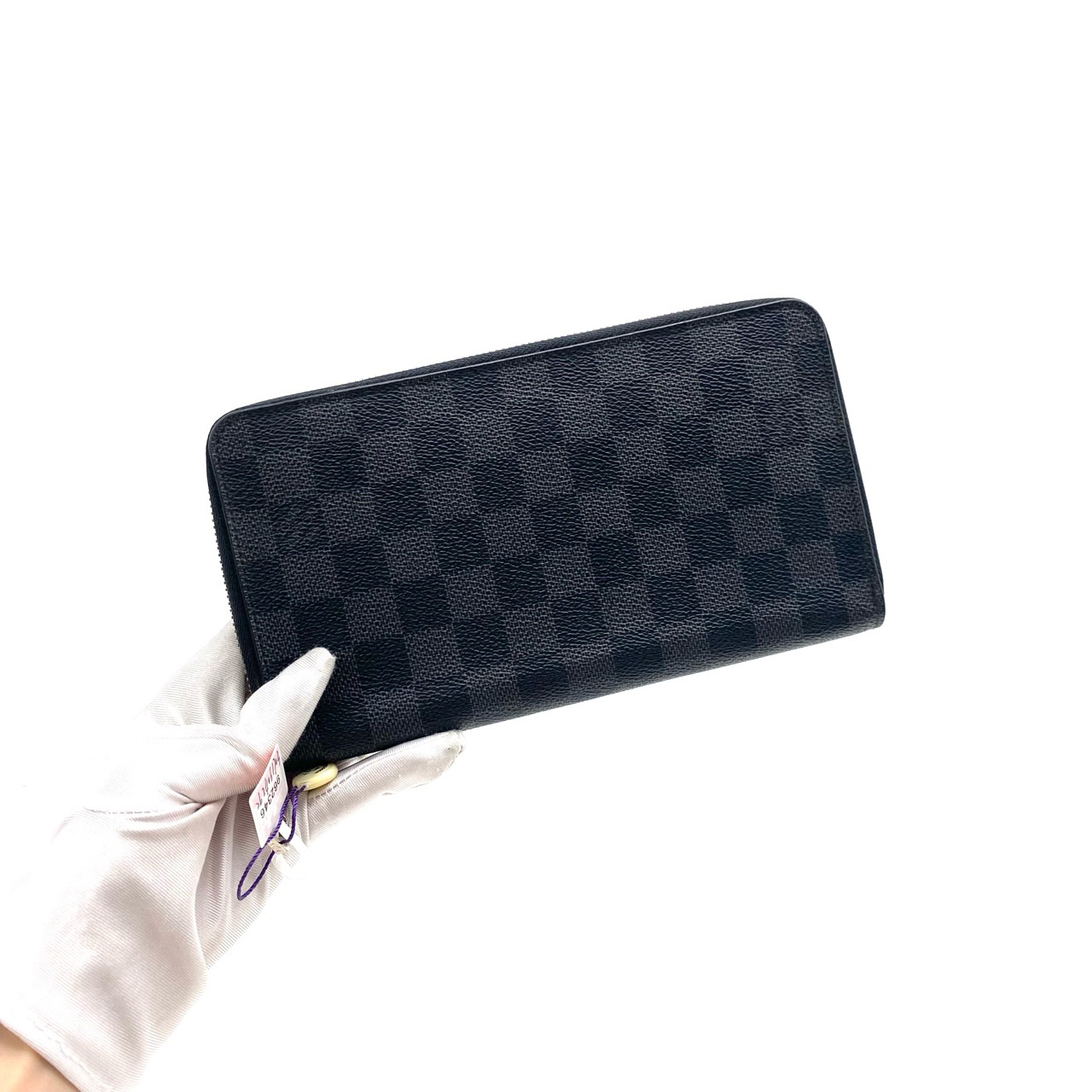 95新 LouisVuitton/路易威登 98新黑棋盘格宽版拉链钱包尺寸21/12