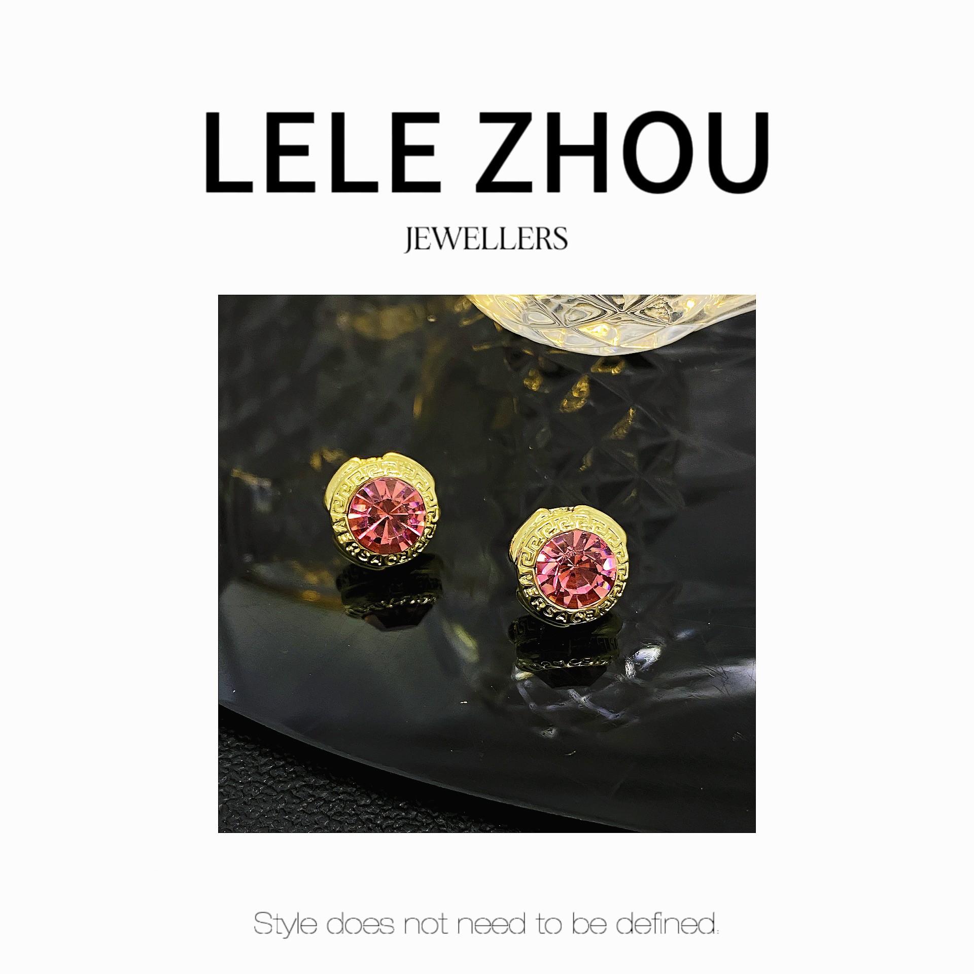 铜合金耳饰 高定系列干枯玫瑰美杜莎镶钻耳钉LEED231101