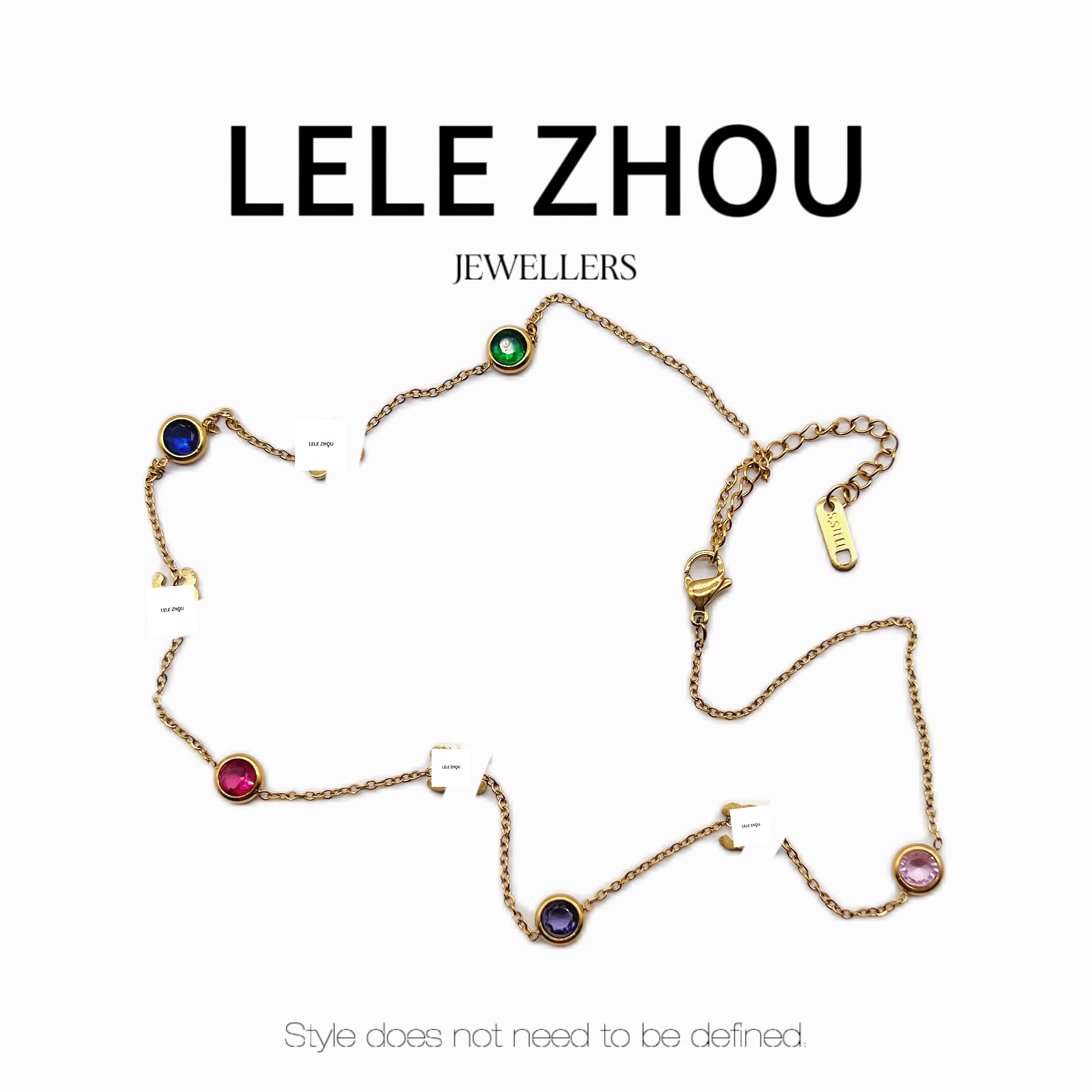 合金项链 赛轻奢彩宝拼接小众设计款LEXL230915