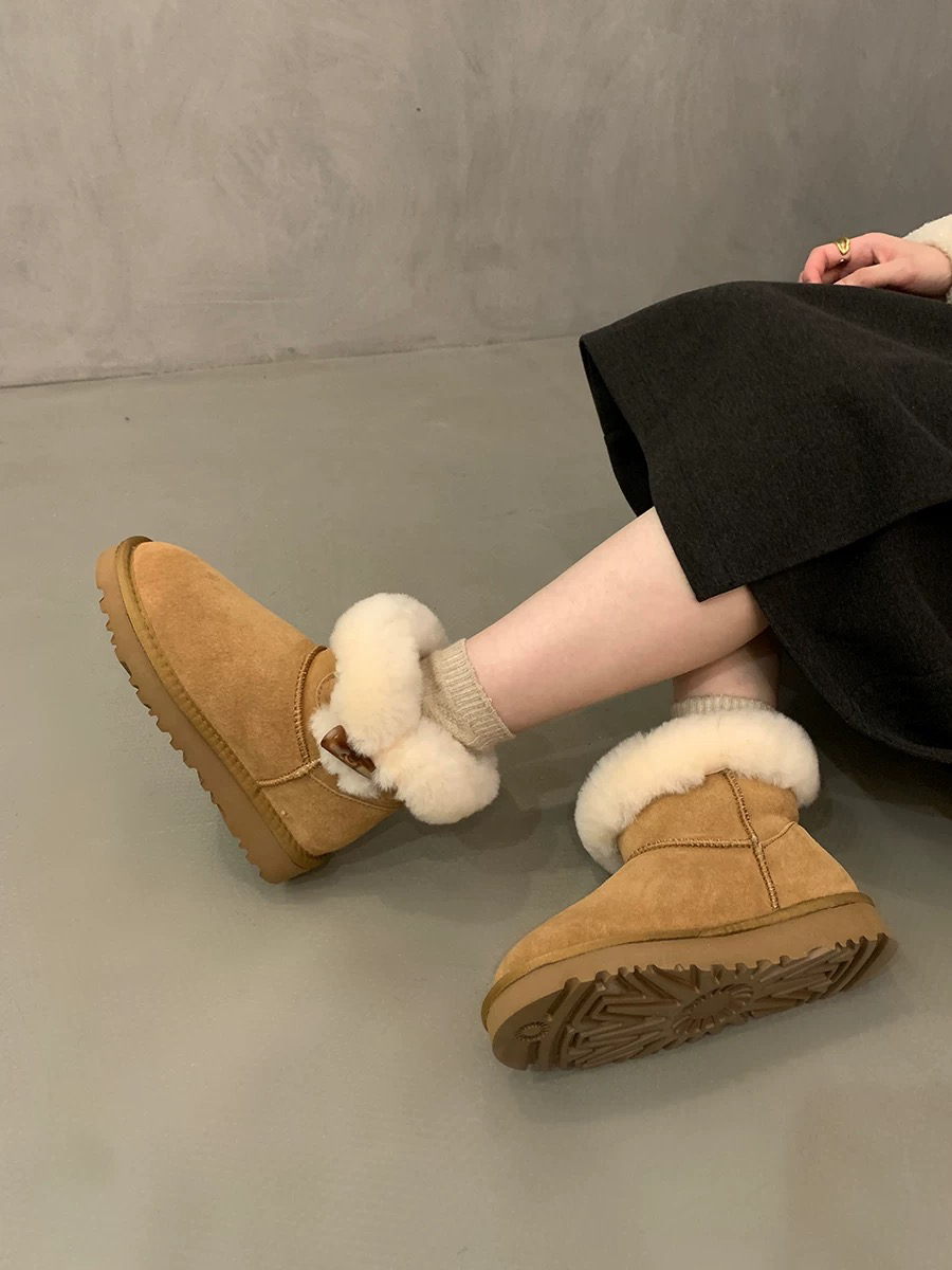 雪地靴女2024新款冬季加绒加厚百搭皮毛一体厚底毛毛雪地棉防滑靴