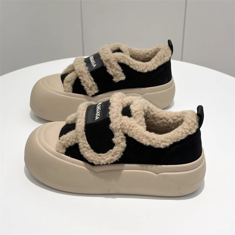 巴布豆女童棉鞋冬季新款儿童加绒保暖乐福鞋小女孩运动防滑面包鞋