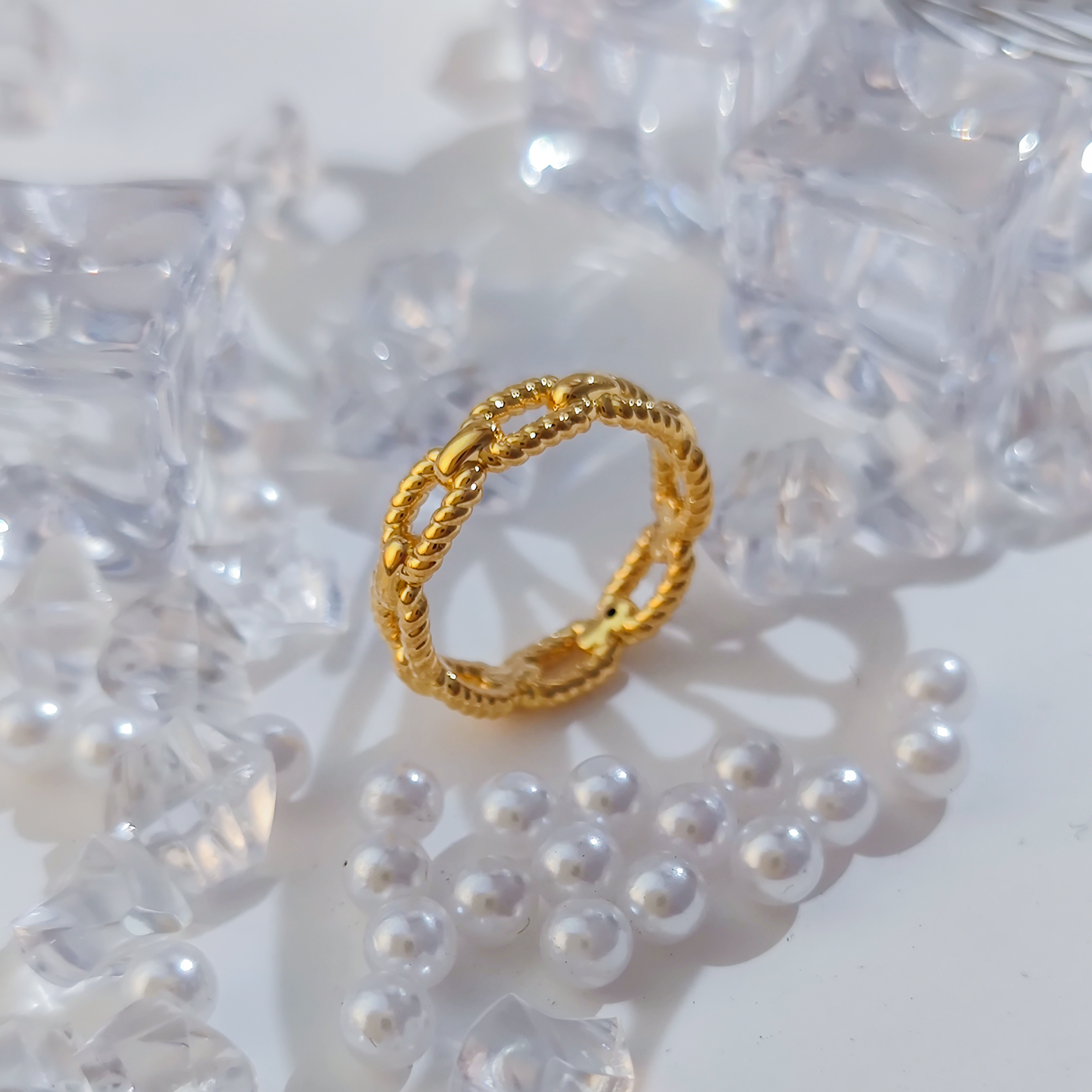 【国潮】足金999 麻花铁链戒指 1.57 17圈口