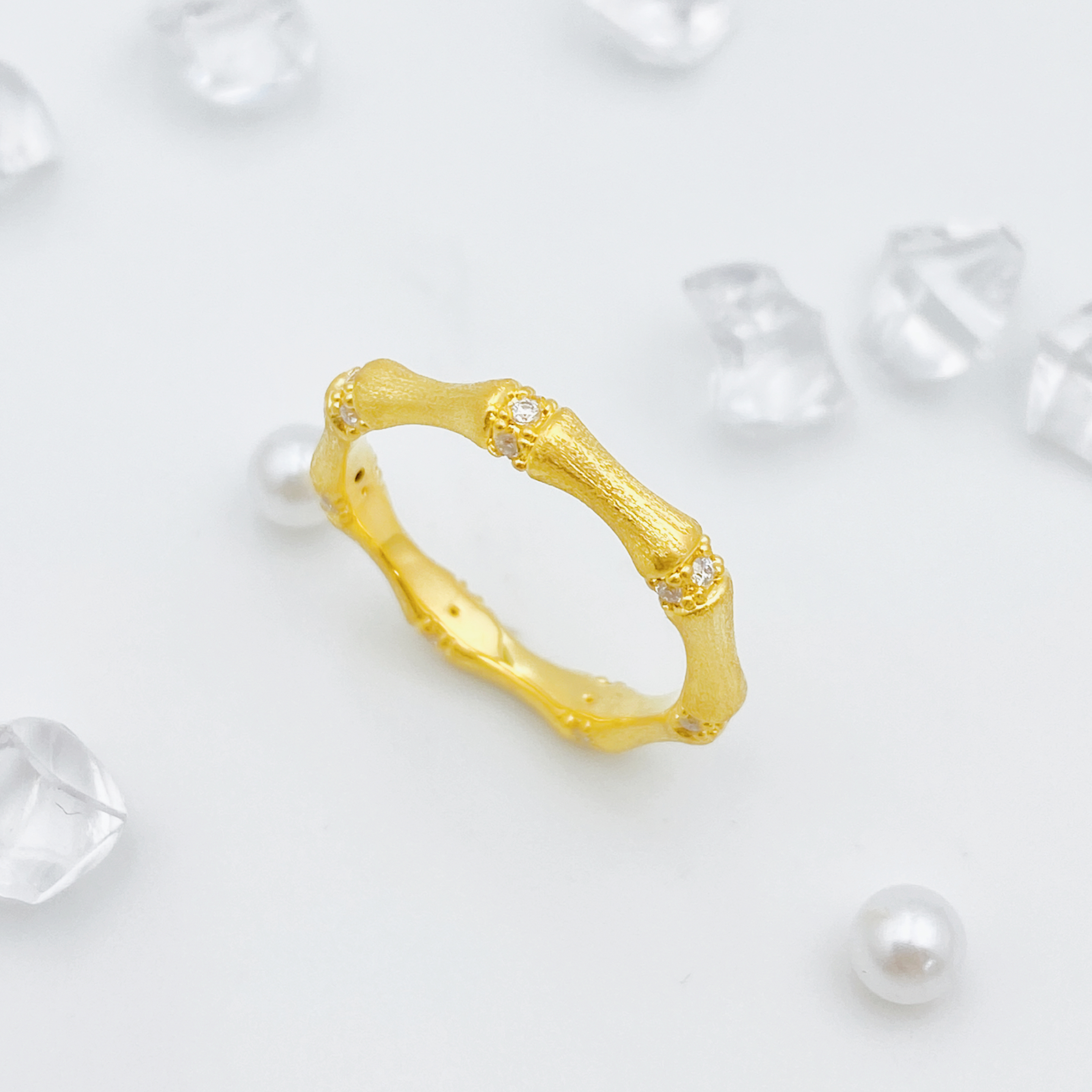 足金999 莫桑竹节戒指 1.32 18圈口