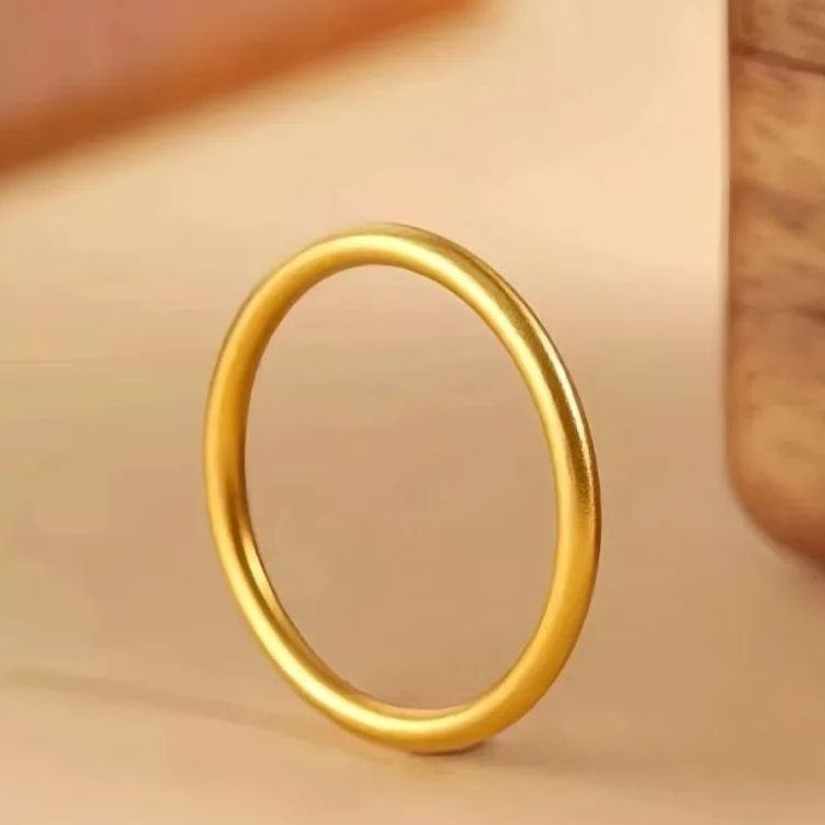 999足金5D硬金古法素圈黄金戒指女足金戒指时尚简约精致个性戒指