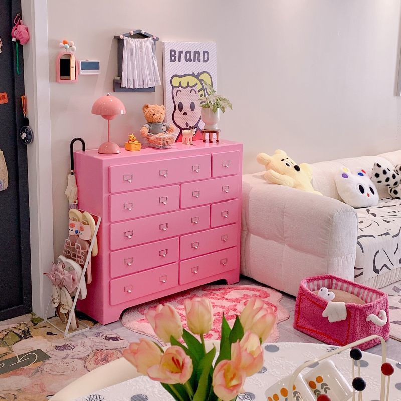 【爆款】新款斗柜收纳储物柜柜子ins风粉色卧室玄关柜展示餐边柜
