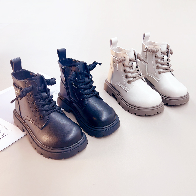 杰西可98056女童靴子童鞋2025秋冬季新款加绒男女童马丁靴短靴