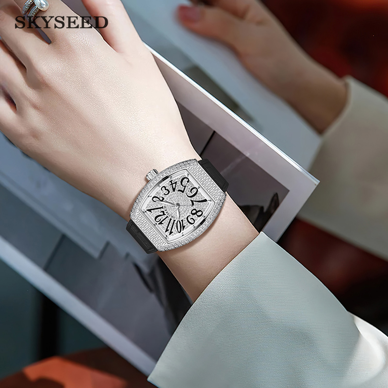 酒桶系列 女士全自动机械腕表豪镶满钻（星星）