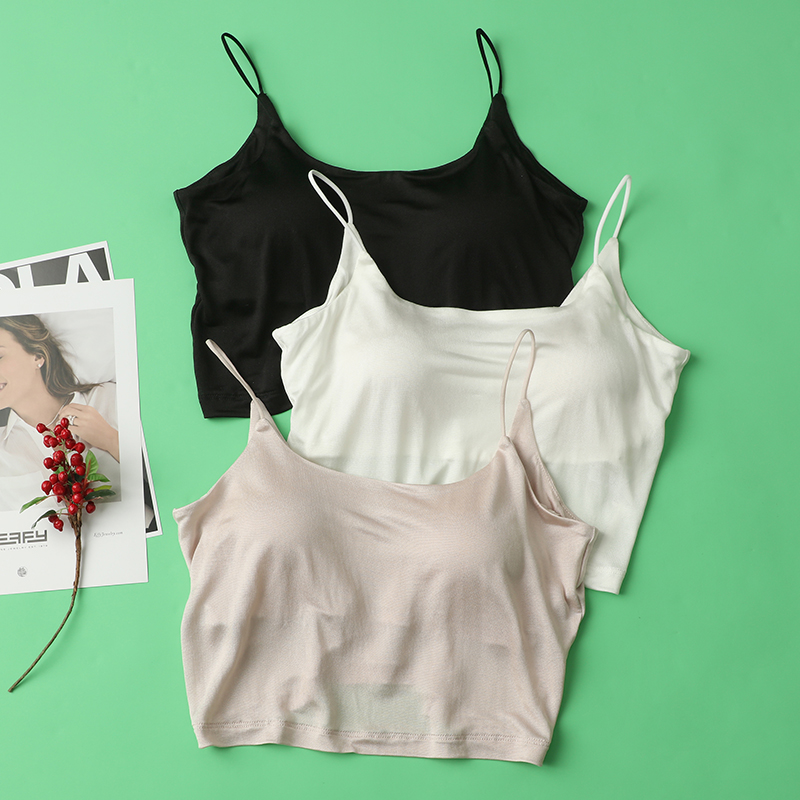 100%桑蚕丝真丝免穿内衣吊带背心宽松打底内搭防走光抹胸文胸夏季