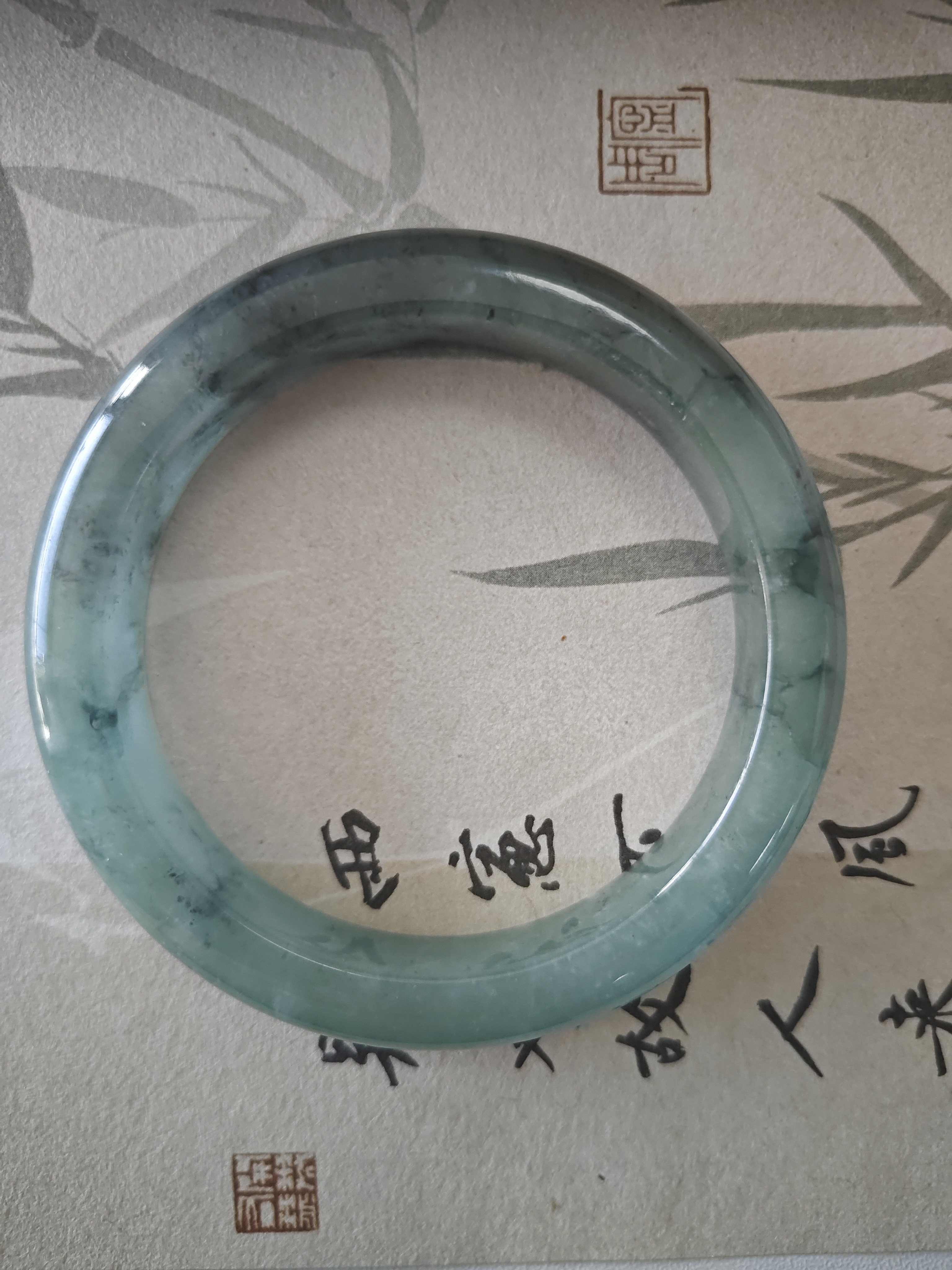 W337油青飘乌鸡缅甸翡翠手镯