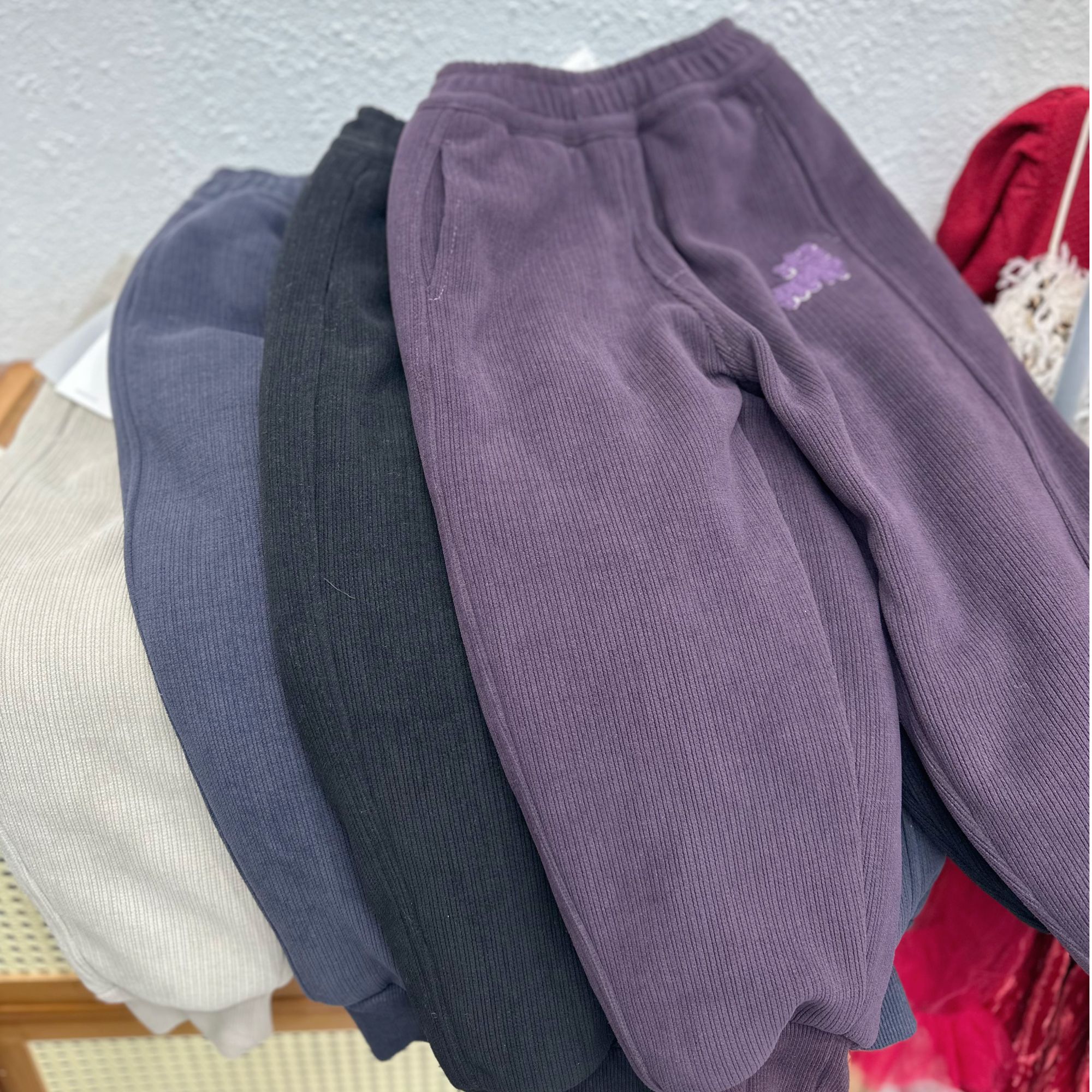 3130冬季加绒大童毛巾绣花棉裤