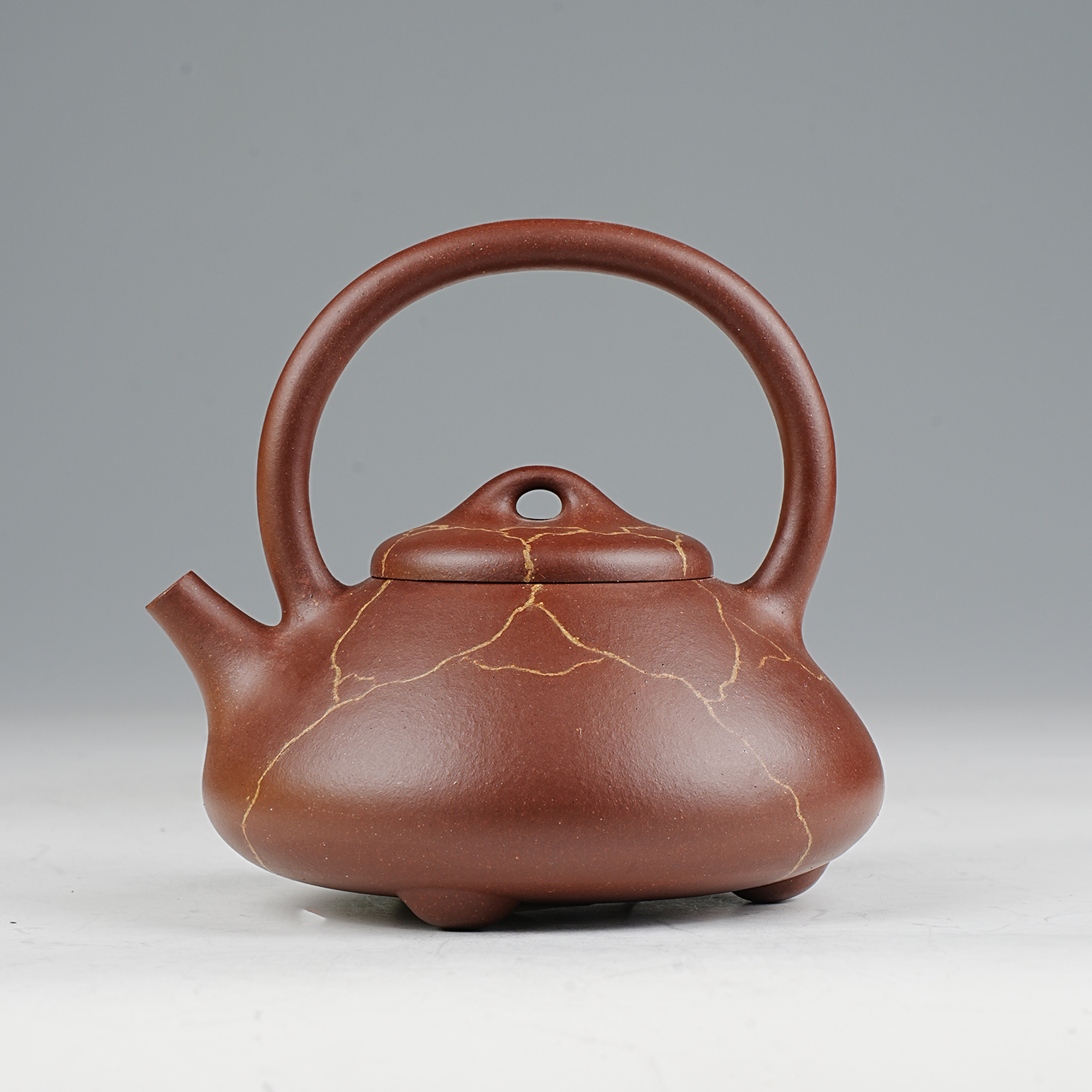 泥巴强出品 半手工 冰纹提梁石瓢 黄龙山原矿 宜兴 紫砂壶
