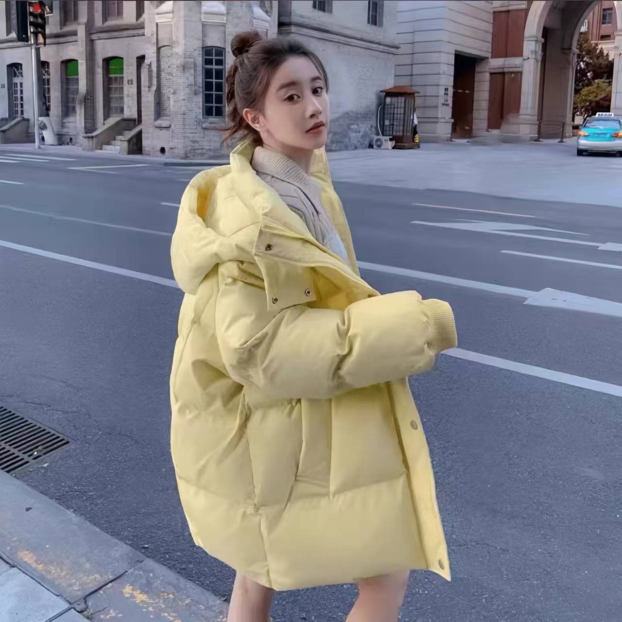 奶黄色棉服女2025冬新款韩版短款加厚棉衣百搭学生面包服外套