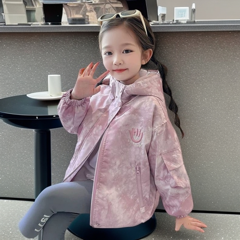 女童秋冬季加绒外套新款冬装中小童女孩女宝宝连帽冲锋衣童装