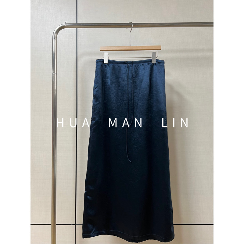 【花满林】后松紧腰抽绳褶皱醋酸半身裙81779