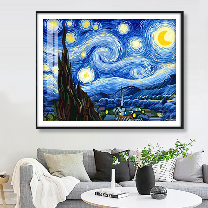 芊虹秀梵高星空十字绣2025爆款客厅简约现代卧室风景名画手工刺绣