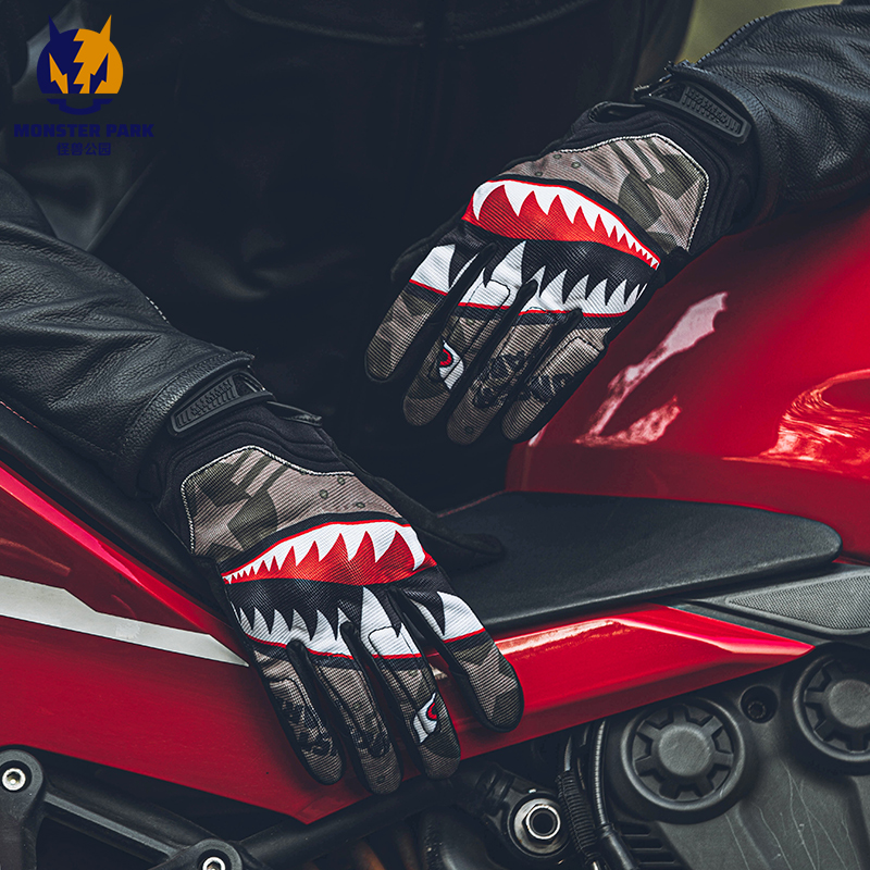 外星蜗牛摩托车手套男夏季防摔触屏透气机车骑行装备手套女ZL-001