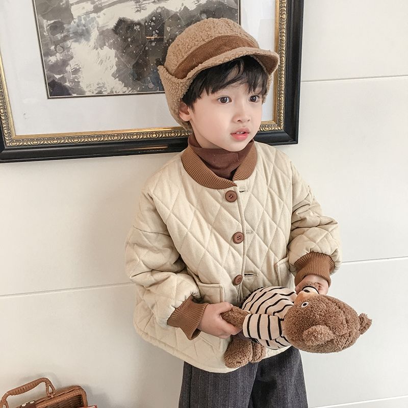巴拉男童冬季棉服2023新款韩版个性儿童短款圆领外套宝宝保暖棉上
