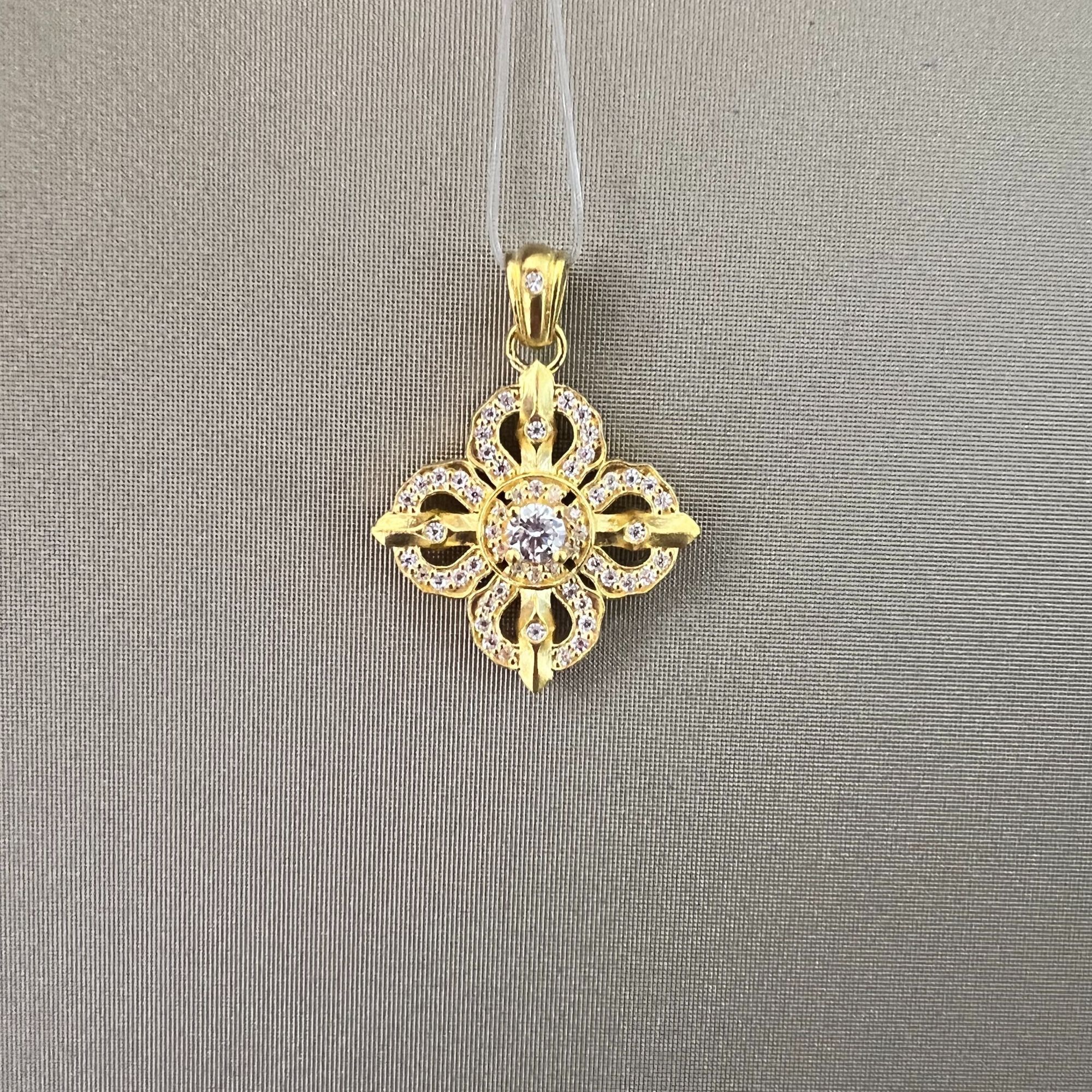 HDL足金吊坠镶嵌金刚杵黄金吊坠282