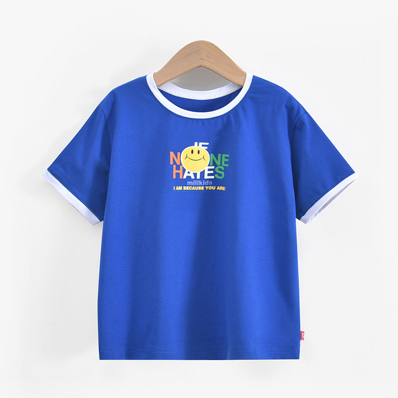 春夏新款儿童装笑脸印花短袖T恤3931