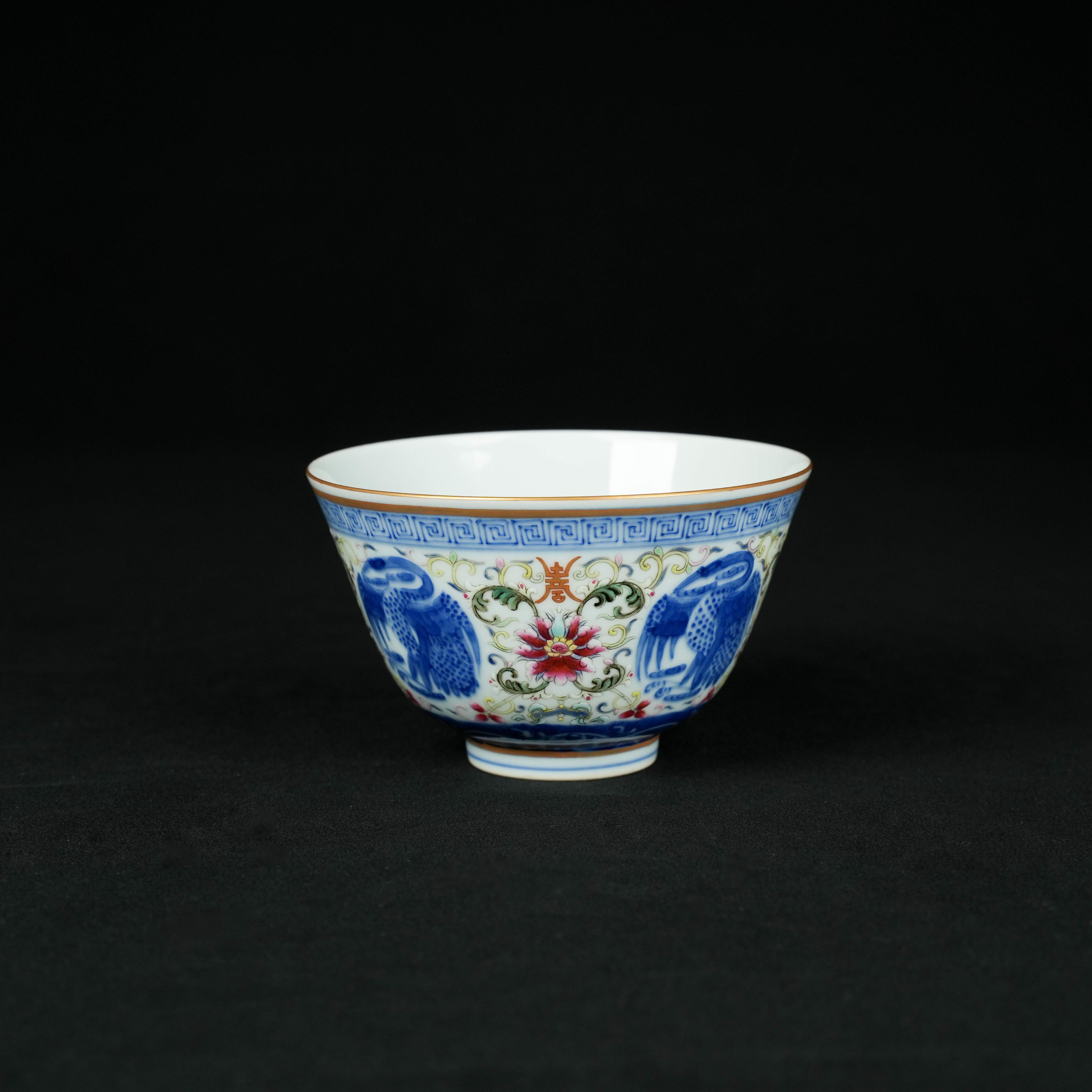 【东赢寻宝记】清代 青花加彩团凤纹茶碗