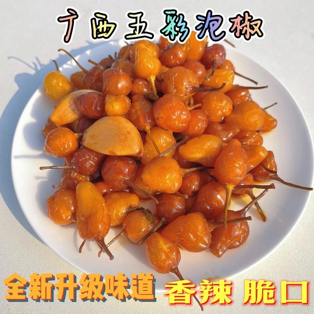 广西辣椒特产五彩泡椒香辣七彩泡椒大蒜腌制下饭菜零食480g/葱0g
