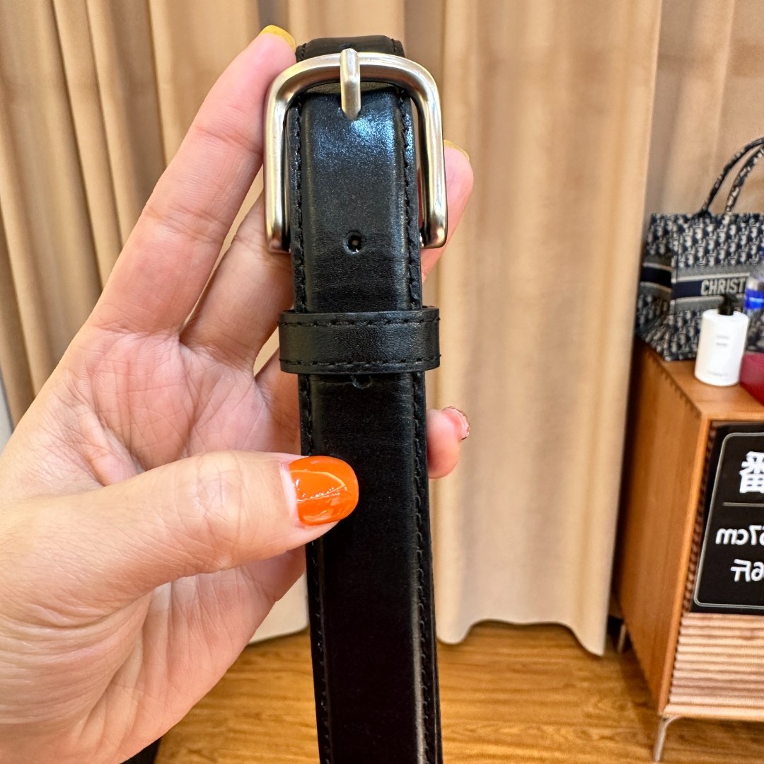 2093余小鱼 黑色银扣韩系真皮复古休闲百搭双环扣成人皮带腰带女