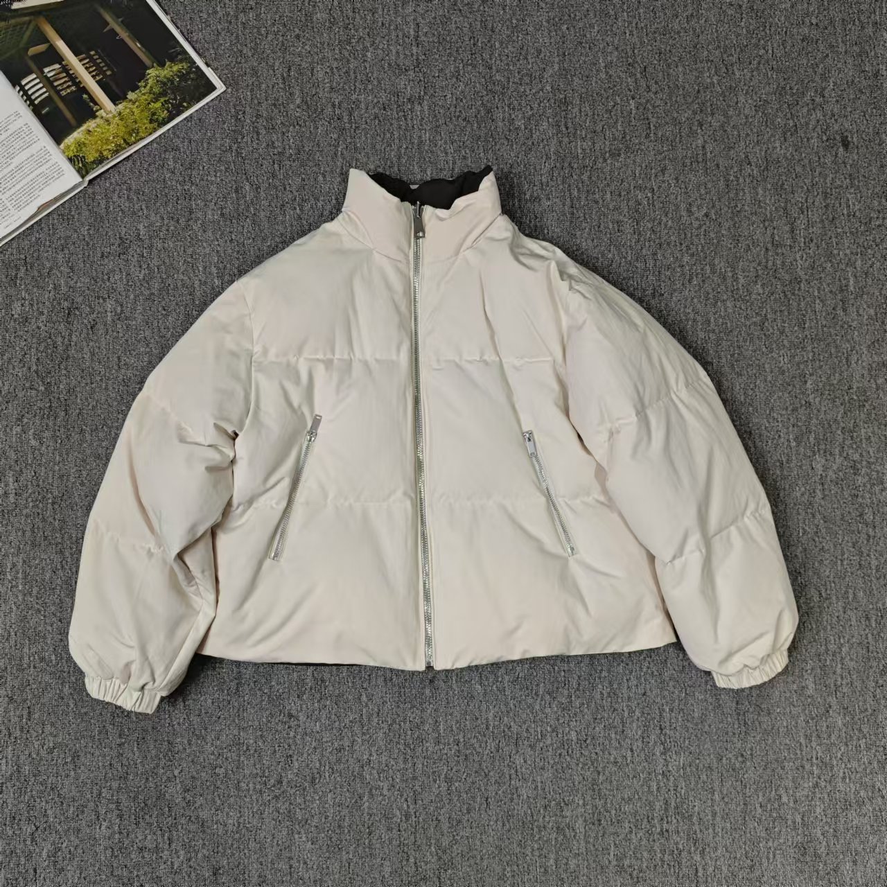 83923余小鱼 【小暖炉】白色立领拉链两面穿休闲简约冬羽绒服女装