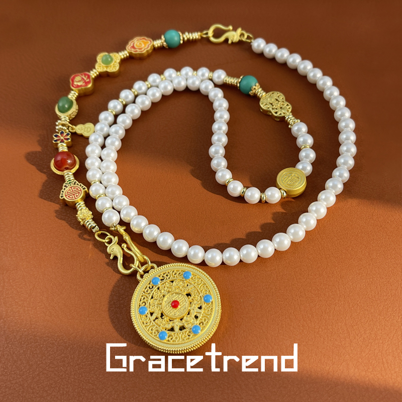 Grace trend【秘境花园】花丝镂空毛衣链新中式项链轻奢百搭 D-138