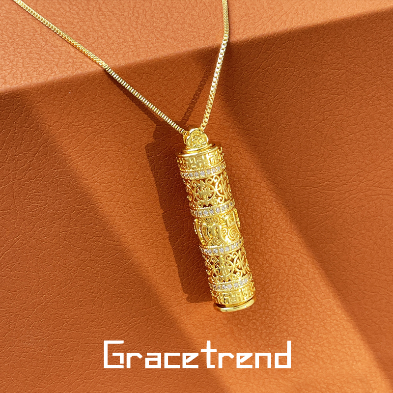 Grace trend 铜项链 八宝随身金佛吊坠观音菩萨项链佛头挂坠D-313