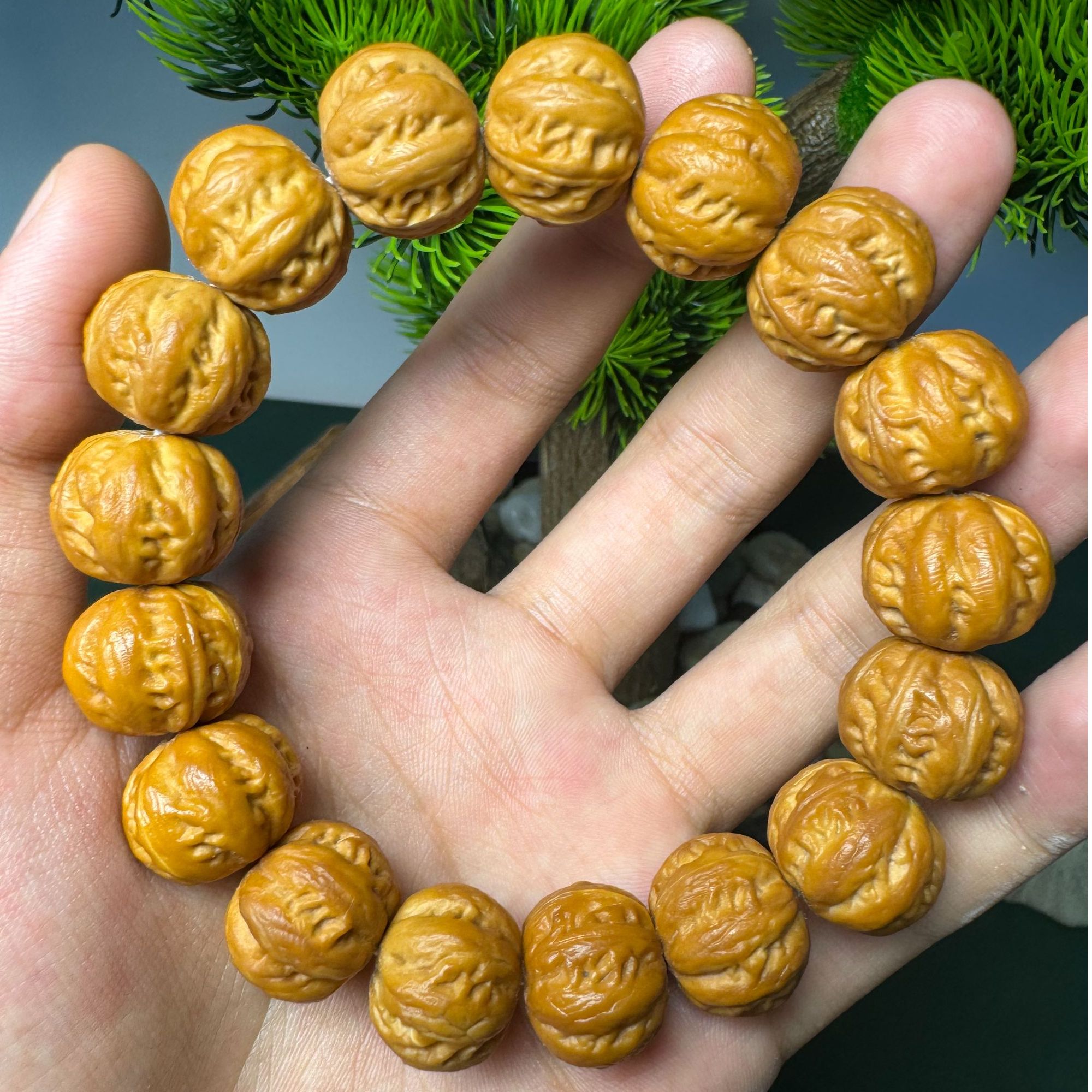 【龙脊京八棱】原产地猴头核桃原皮原色手工精雕全品龙脊京八棱手串