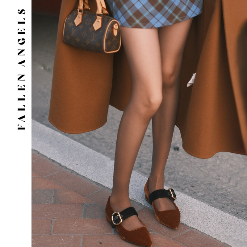 FallenAngels Origin碳灰色黑丝袜女不加绒薄款超柔软打底袜