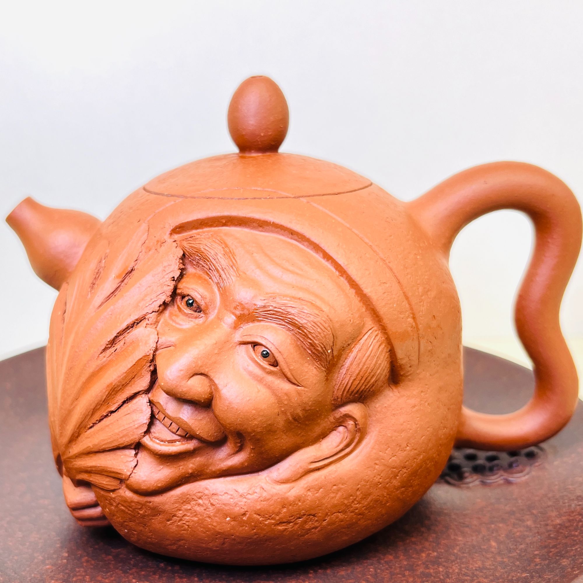 宜兴紫砂壶活佛济公创意壶大容量花器全手工大红袍原矿