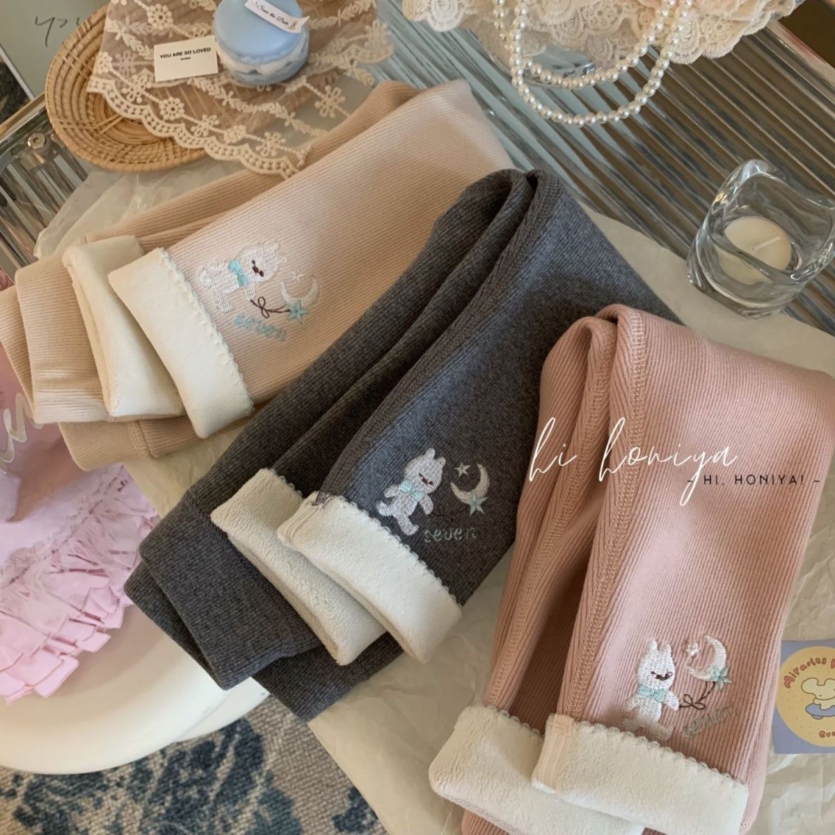 儿童加绒打底裤女童裤子保暖卡通刺绣外穿韩版修身中小童百搭裤子