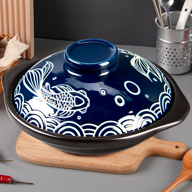 【年年有鱼干烧锅】康舒耐热陶瓷砂锅浅锅煲仔饭啫啫菜国潮风【自营】