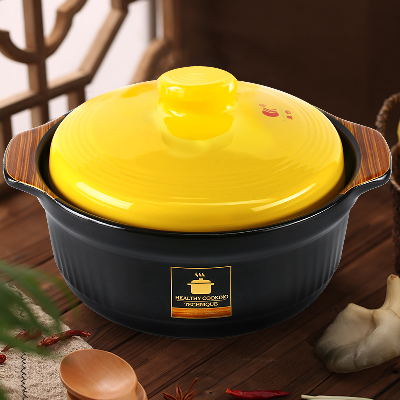 【金标奶锅】康舒家用小号砂锅炖锅辅食锅耐高温黑木纹1.1L【自营】